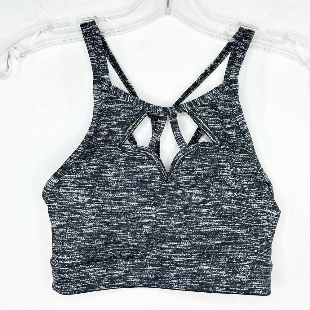 Victoria's Secret Sport Strappy Compression Sports Bra Gray White XS NWOT